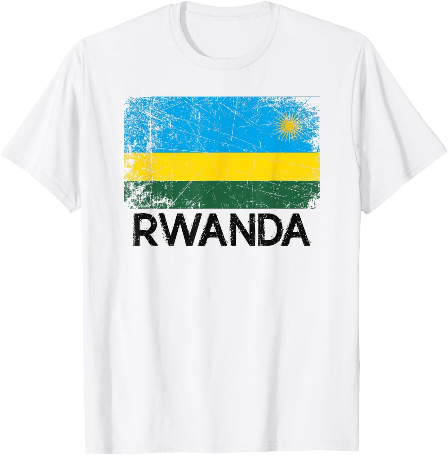 Rwandan Flag | Vintage Made In Rwanda Gift T-Shirt - T-Shirt | White
