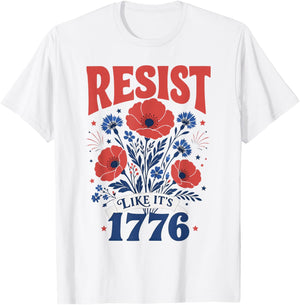Resist Like It's 1776 Vintage Floral 4th of July T-Shirt - T-Shirt | White