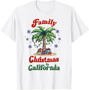 Matching Family Christmas in California Tropical Palm Tree T-Shirt - T-Shirt | White