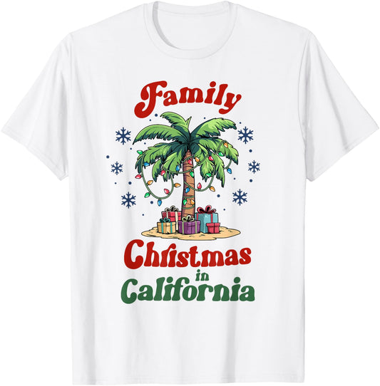 Matching Family Christmas in California Tropical Palm Tree T-Shirt - T-Shirt | White