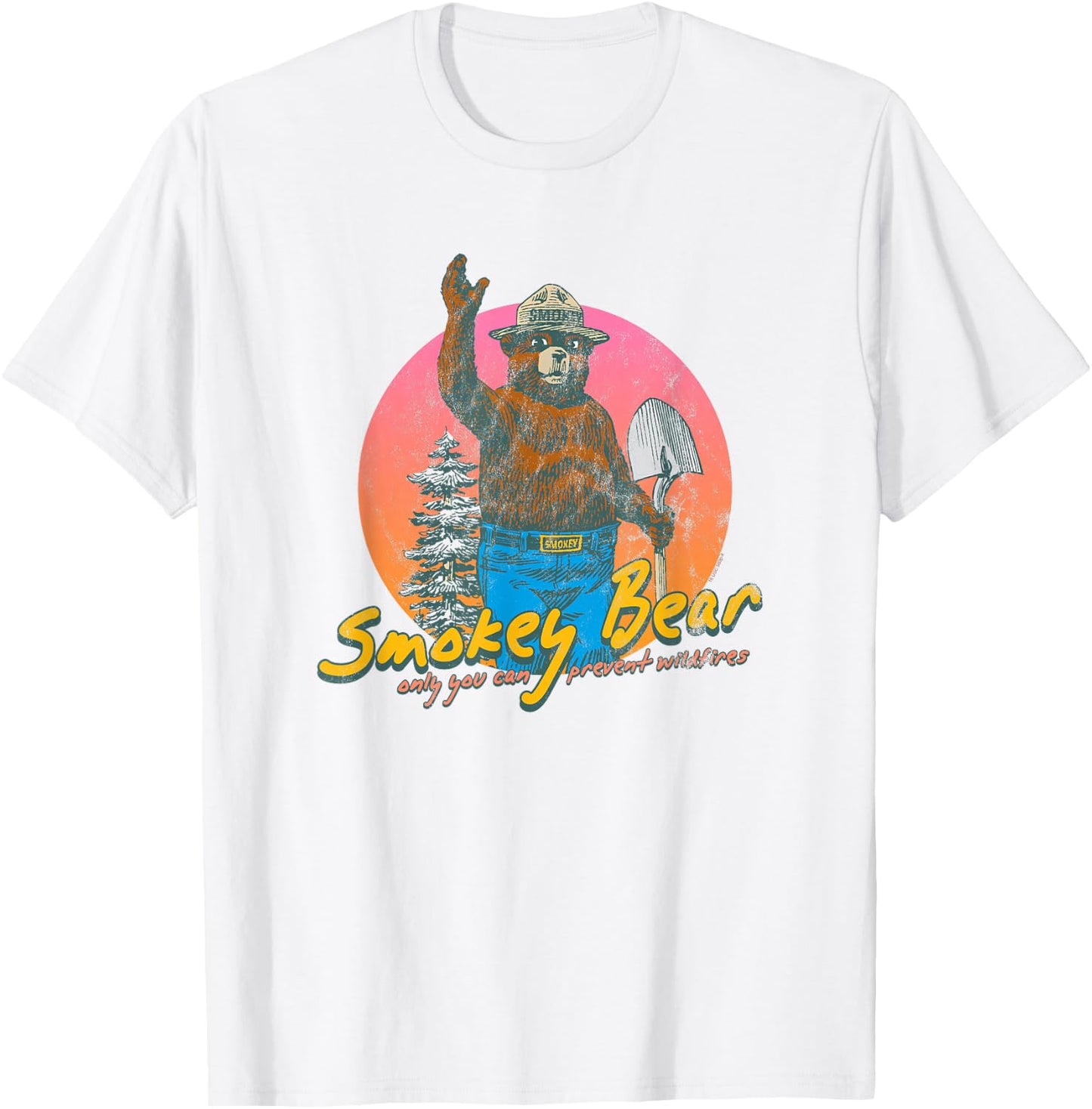 Smokey Bear Retro Smokey Bear Colorful Sunset PSA T-Shirt - T-Shirt | White