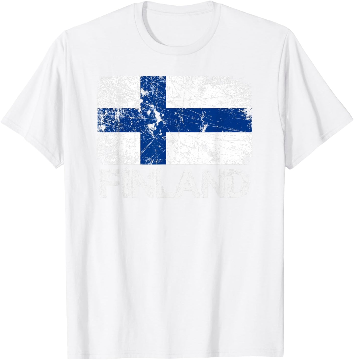 Finnish Flag | Vintage Made In Finland Gift T-Shirt - T-Shirt | White
