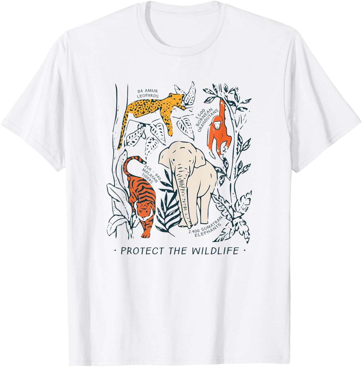 Protect The Wildlife Botanical Chart Shirt Endangered Animal T-Shirt - T-Shirt | White