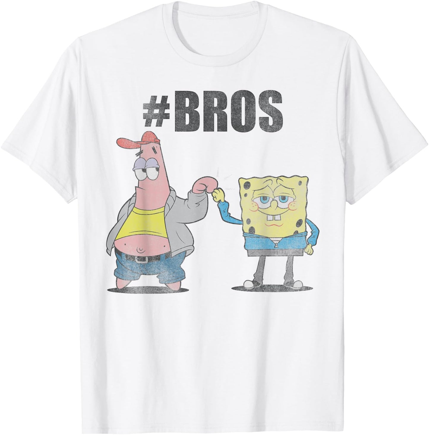 Spongebob Squarepants And Patrick Hashtag Bros Funny T-Shirt - T-Shirt | White