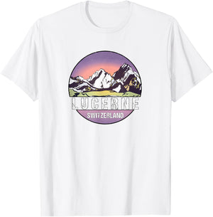 Retro Vintage Lucerne, Switzerland Distressed T-Shirt - T-Shirt | White