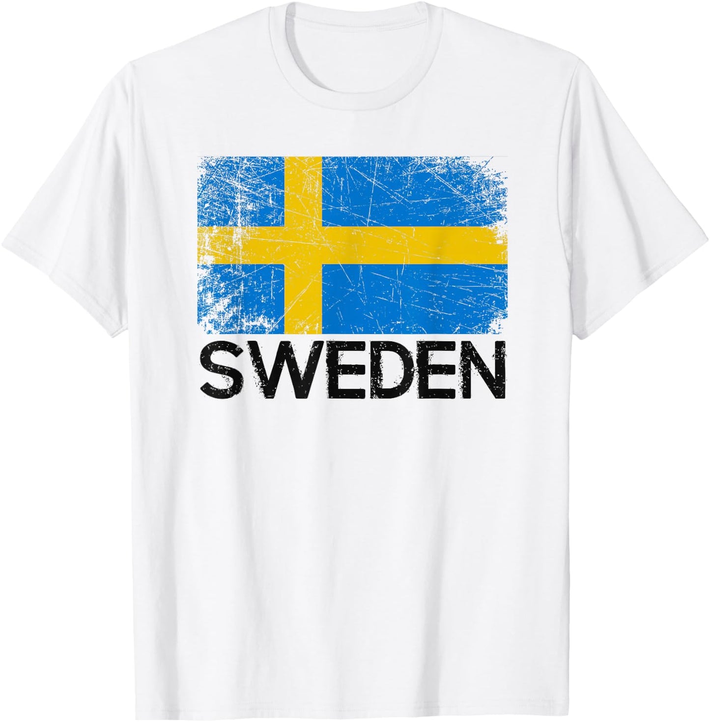 Swedish Flag | Vintage Made In Sweden Gift T-Shirt - T-Shirt | White