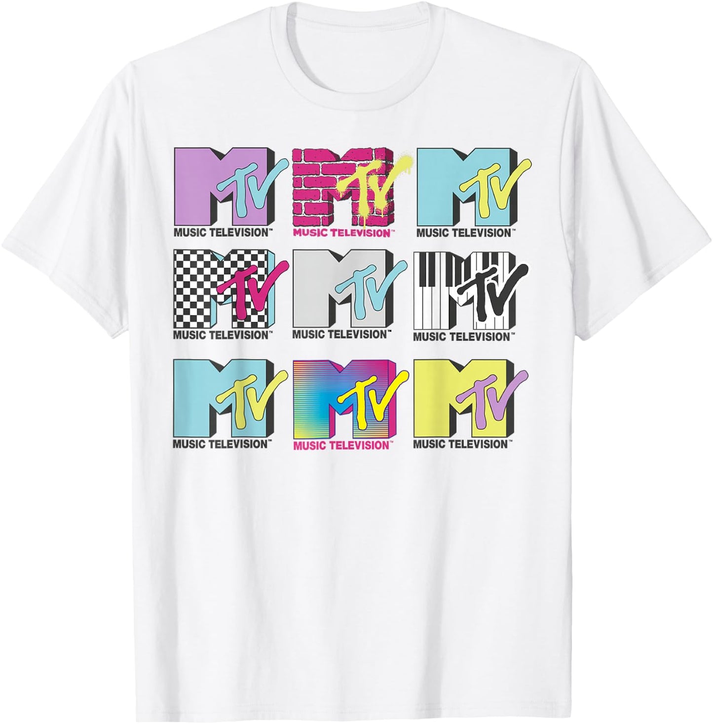 MTV Logo Stack Style Graphic T-Shirt - T-Shirt | White