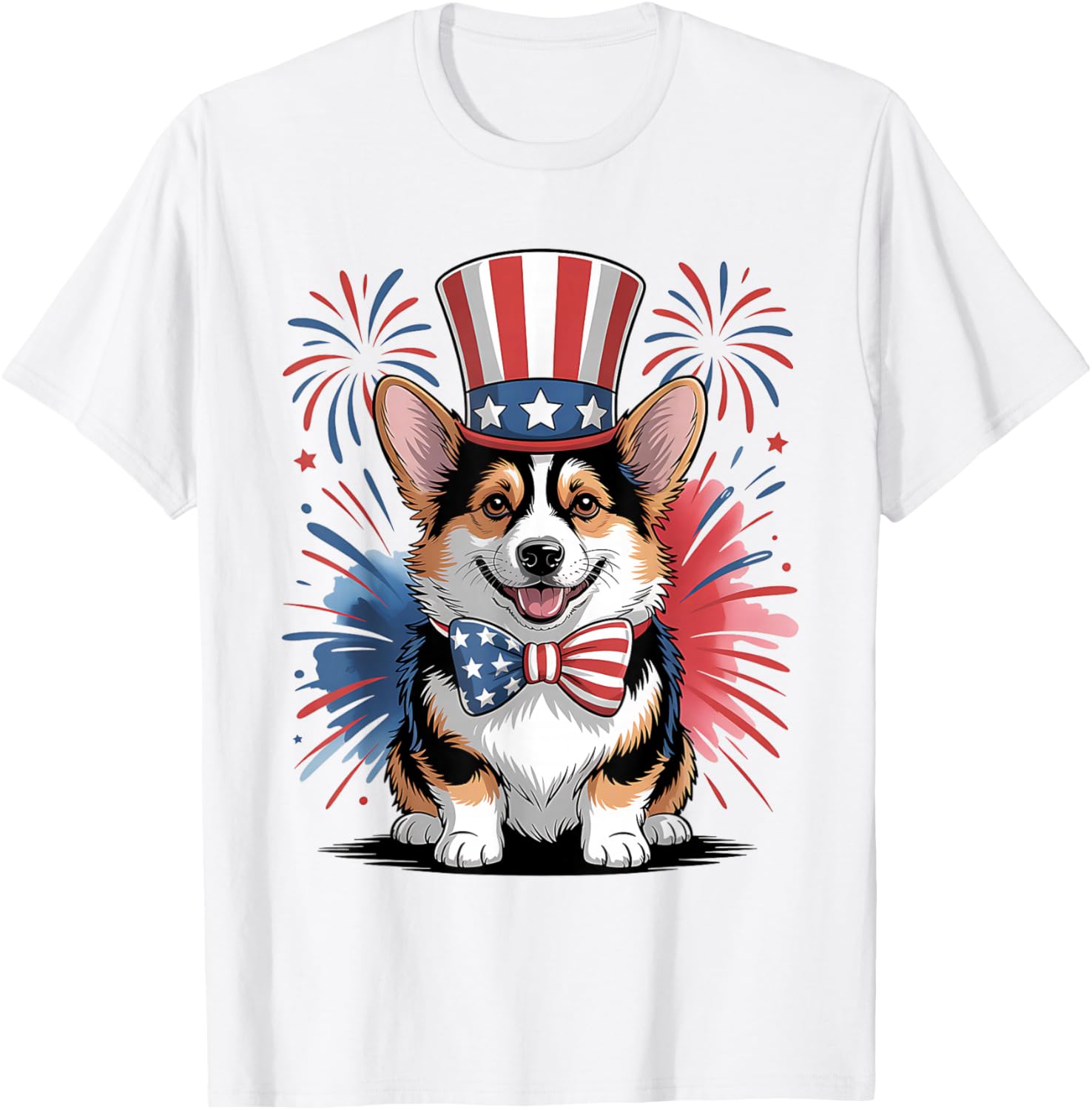 Patriotic Pembroke Welsh Corgi Dog 4th of July Celebration T-Shirt - T-Shirt | White