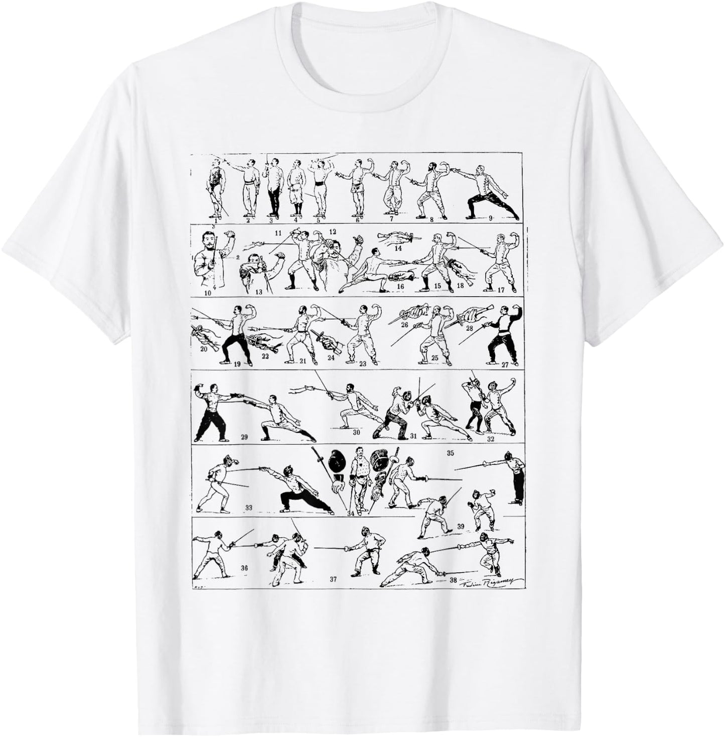 Fencing Vintage Chart Retro Funny Fencing Sports T-Shirt - T-Shirt | White