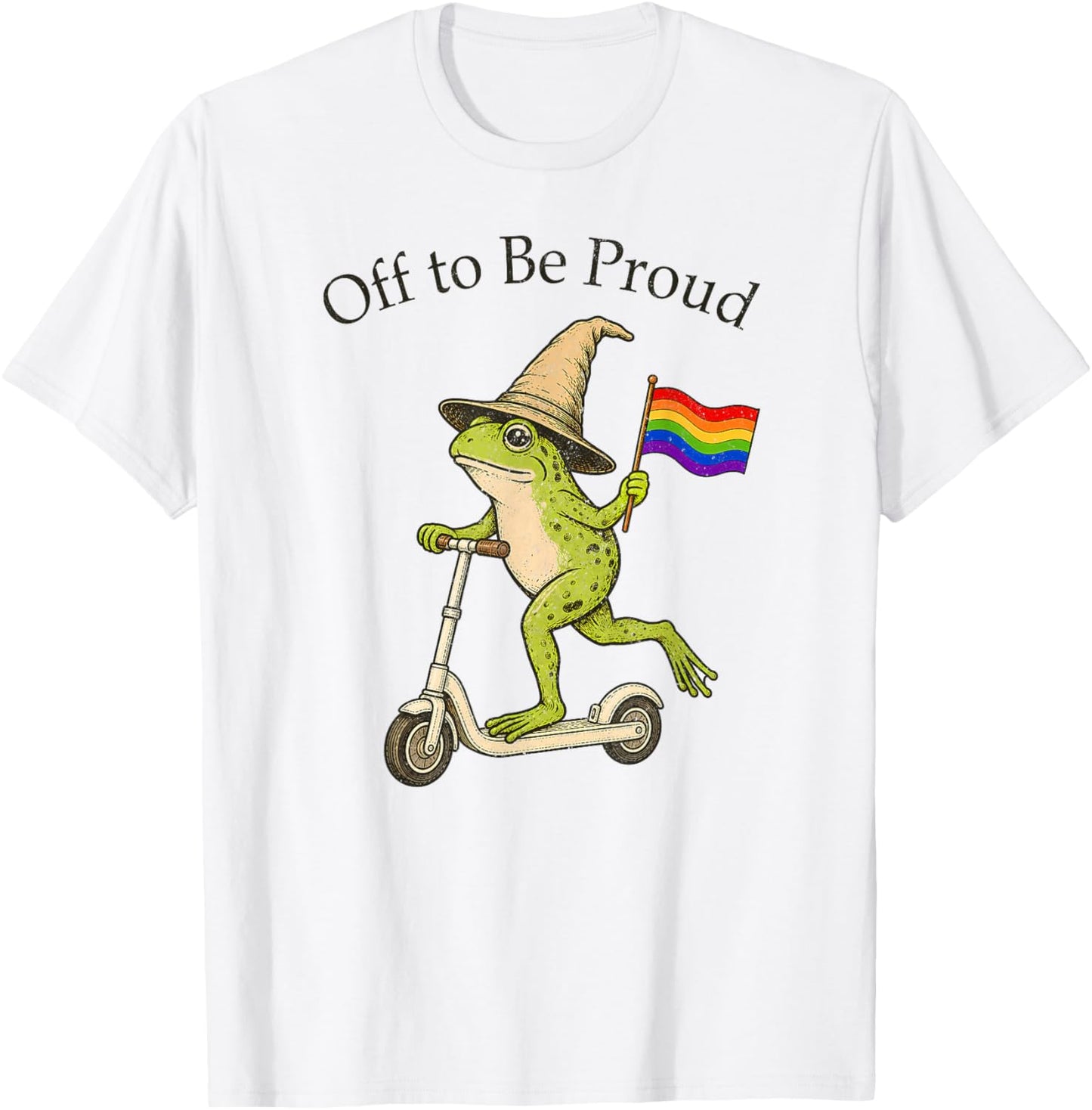 Funny Off to Be Proud LGBTQ Frog Pride Month Rainbow Flag T-Shirt - T-Shirt | White