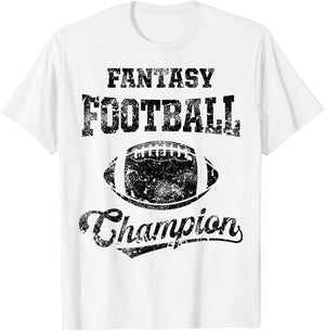 Fantasy Football Champion Funny League Draft Party Champ T-Shirt - T-Shirt | White