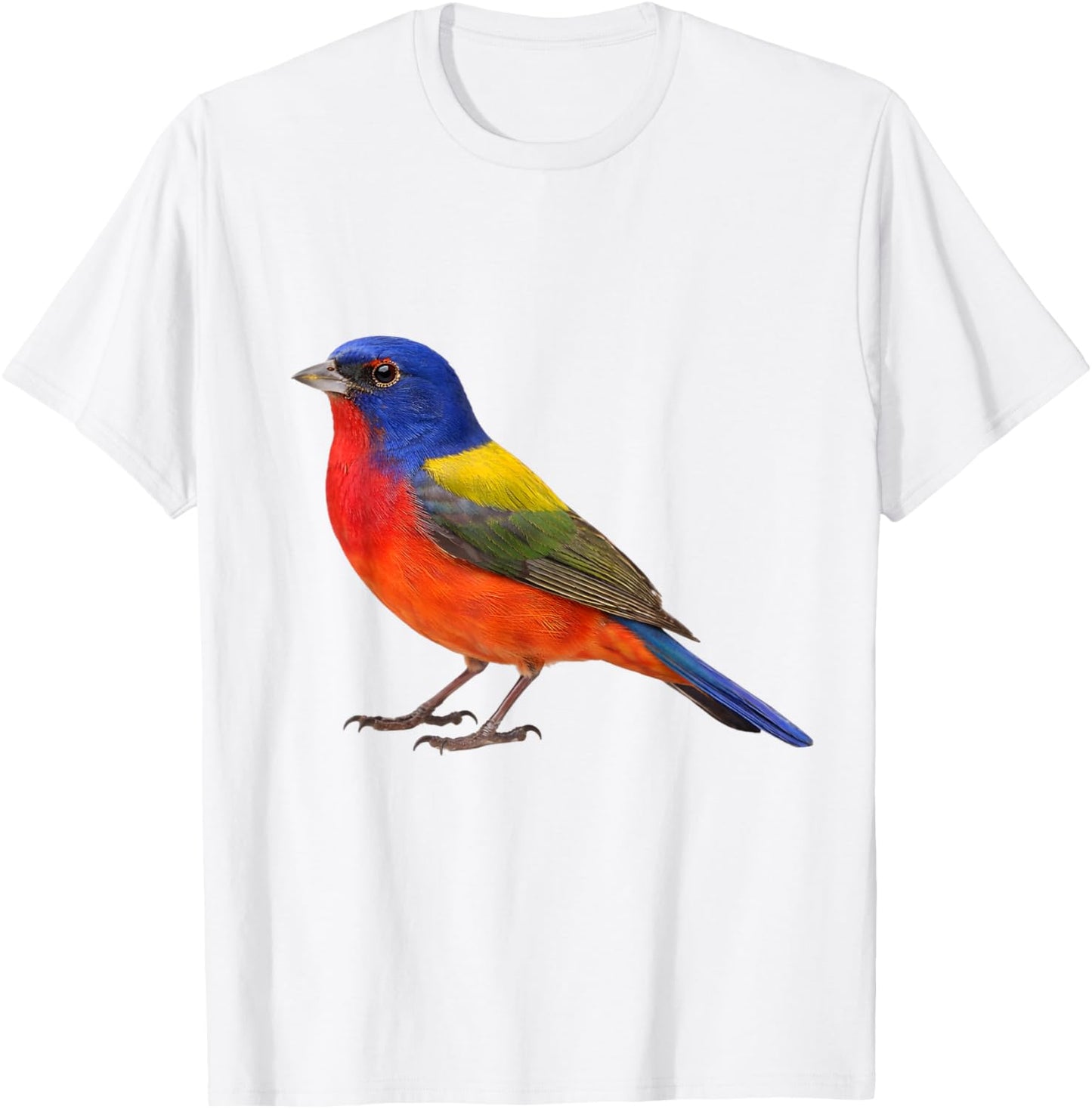 Painted Bunting Bird Aesthetic Illustration T-Shirt - T-Shirt | White