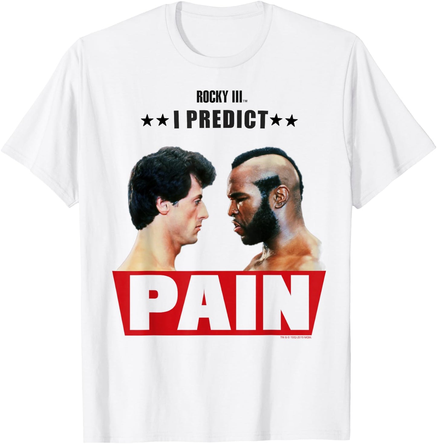 Rocky 3 I Predict Pain Rocky and Clubber Face Off Portrait T-Shirt - T-Shirt | White