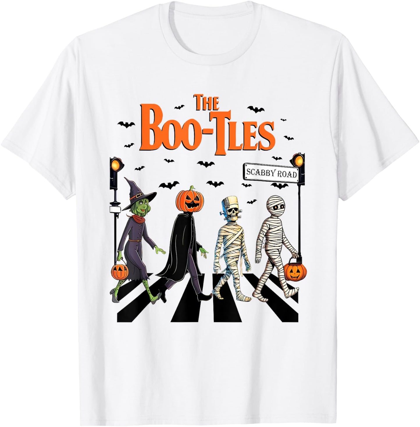 Boo-tles Halloween, Scary Road Spooky, Trick Or Treat Party T-Shirt - T-Shirt | White