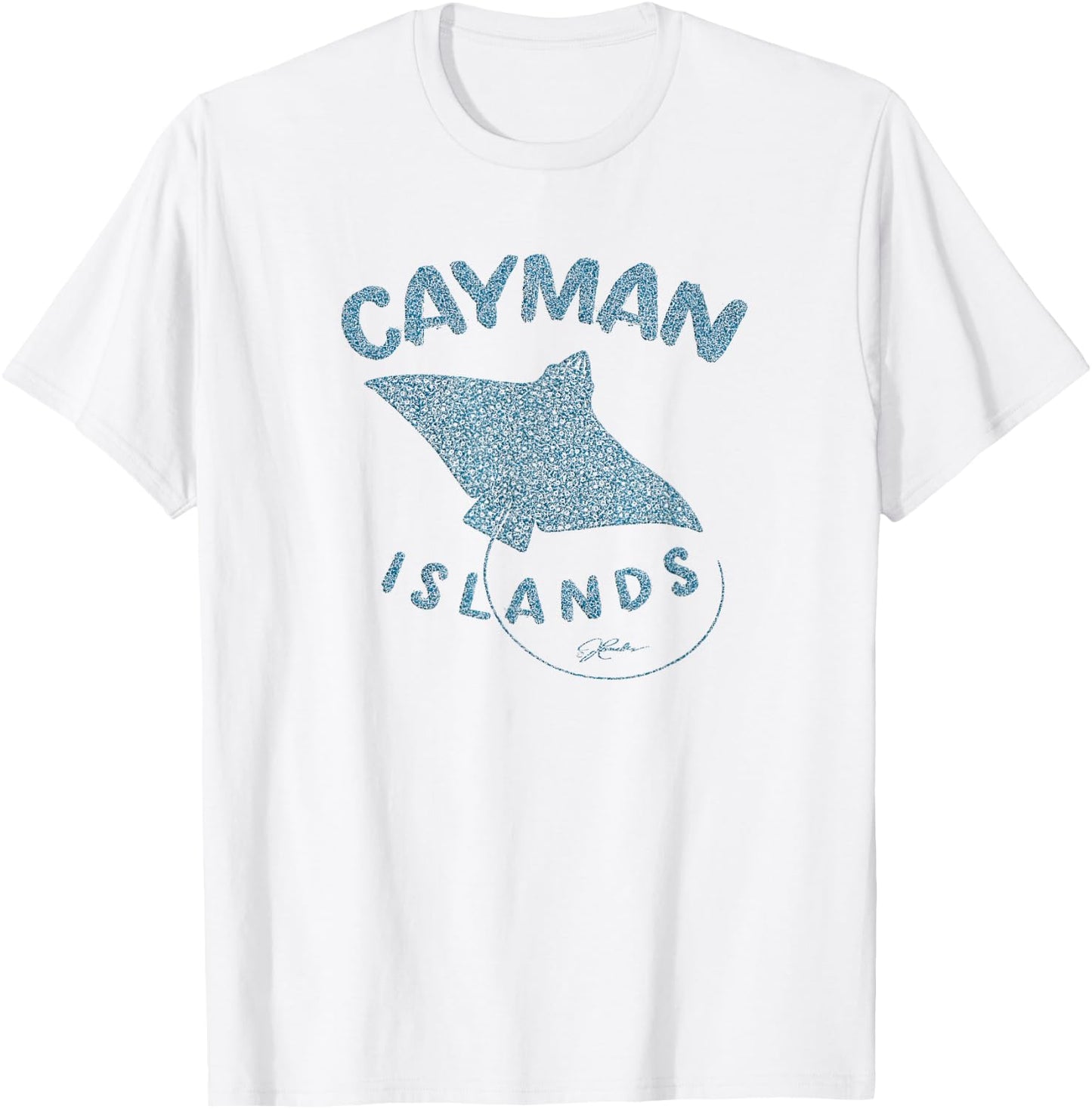 JCombs: Cayman Islands Spotted Eagle Ray (Distressed) T-Shirt - T-Shirt | White