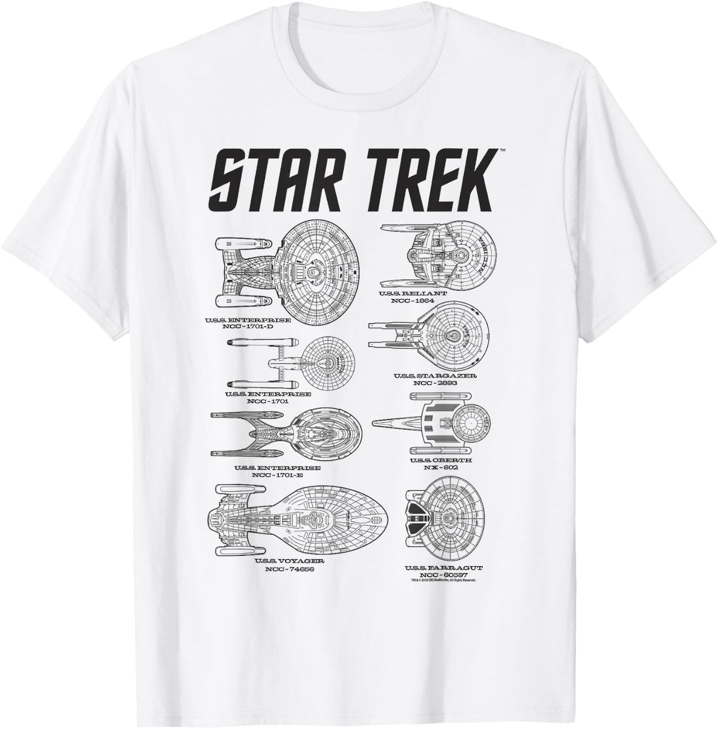 Star Trek Spaceships of Starfleet Enterprise Textbook T-Shirt - T-Shirt | White