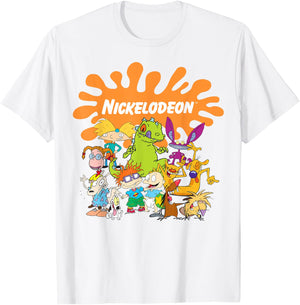Nickelodeon Logo Characters Group Shot T-Shirt - T-Shirt | White