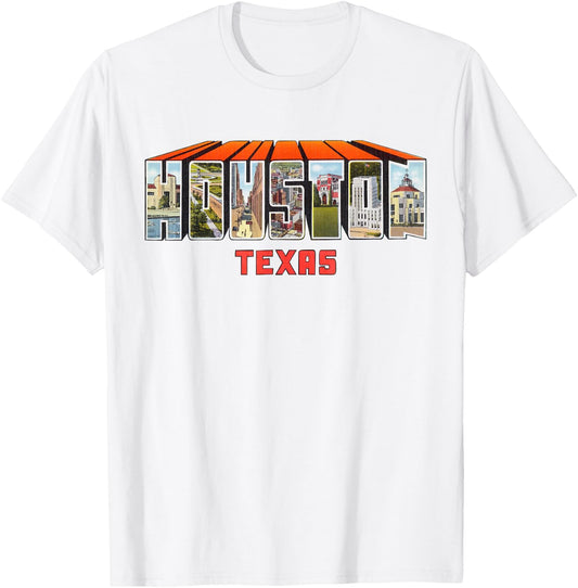 Houston Texas TX Vintage Retro T Shirt T-Shirt - T-Shirt | White