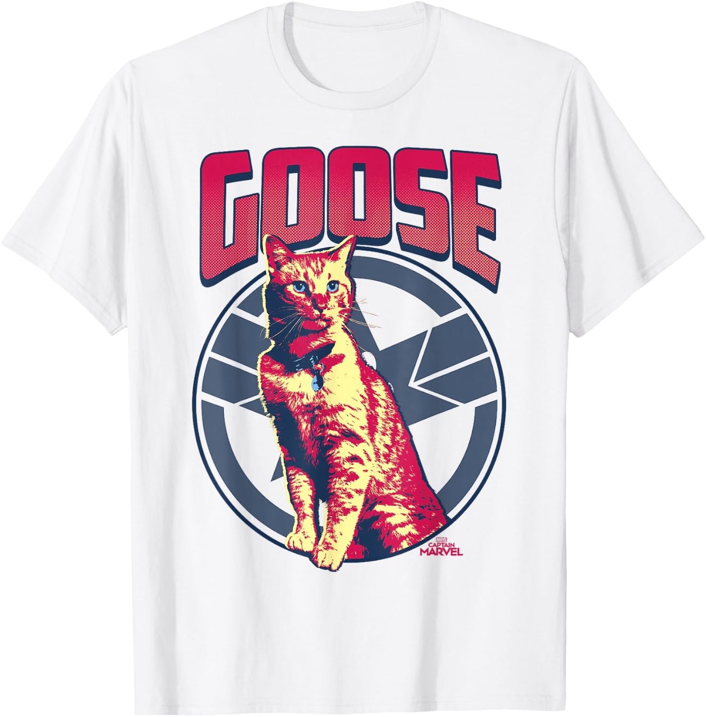Captain Marvel Goose Tonal Portrait Symbol Graphic T-Shirt - T-Shirt | White