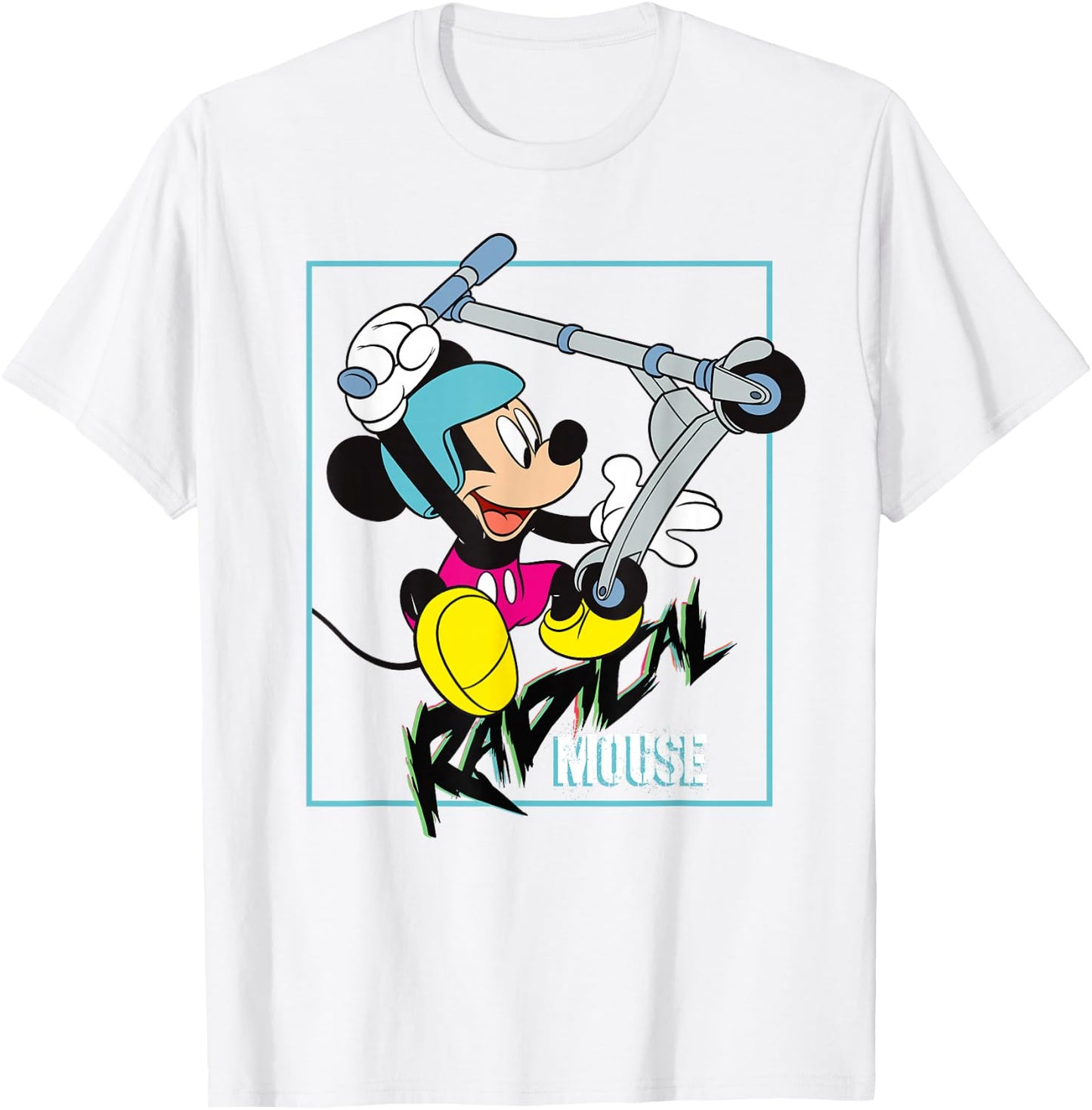 Disney Mickey Radical Mouse 90s Retro Scooter T-Shirt - T-Shirt | White