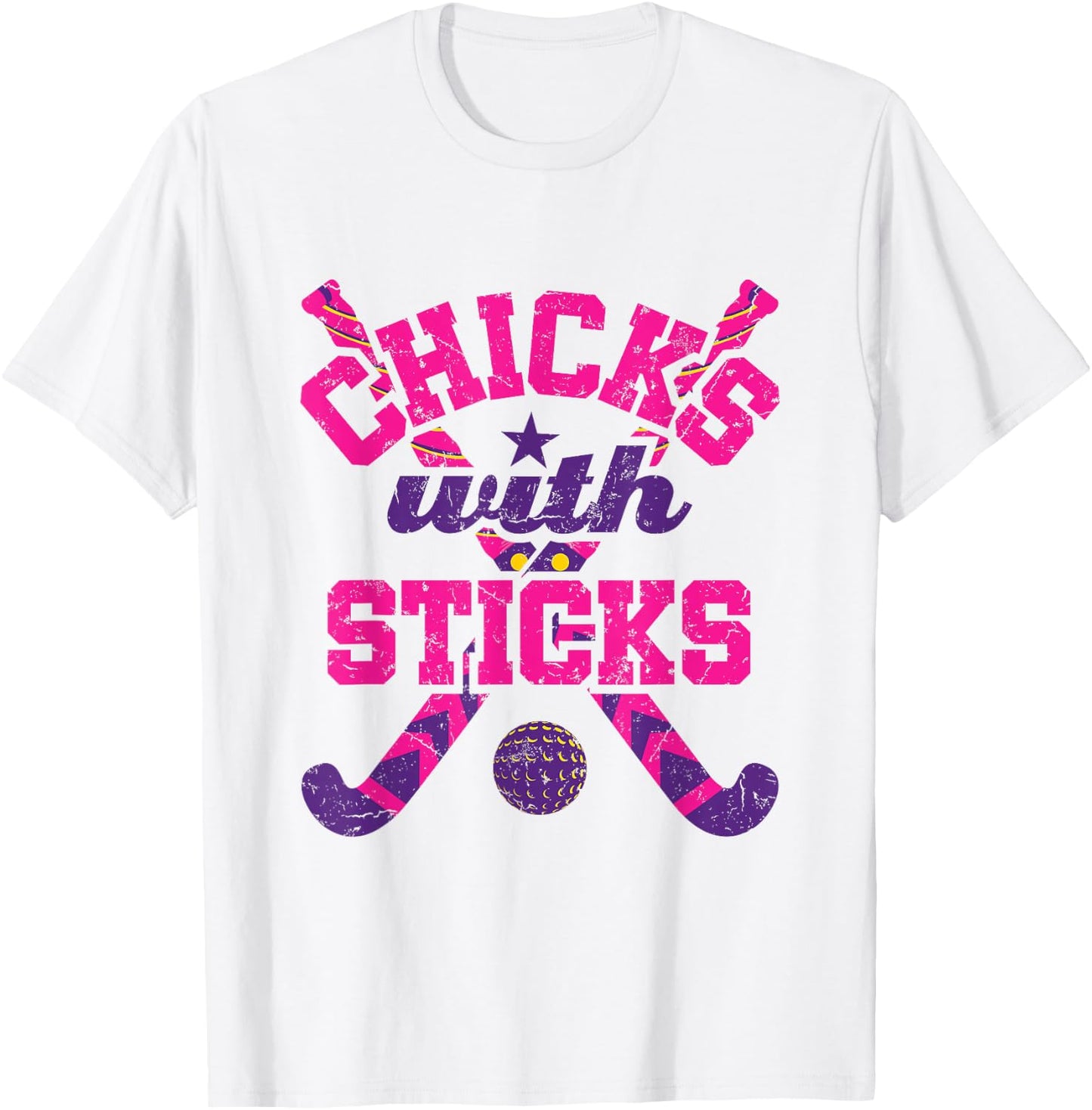 Chicks with Sticks Field Hockey T-Shirt - T-Shirt | White