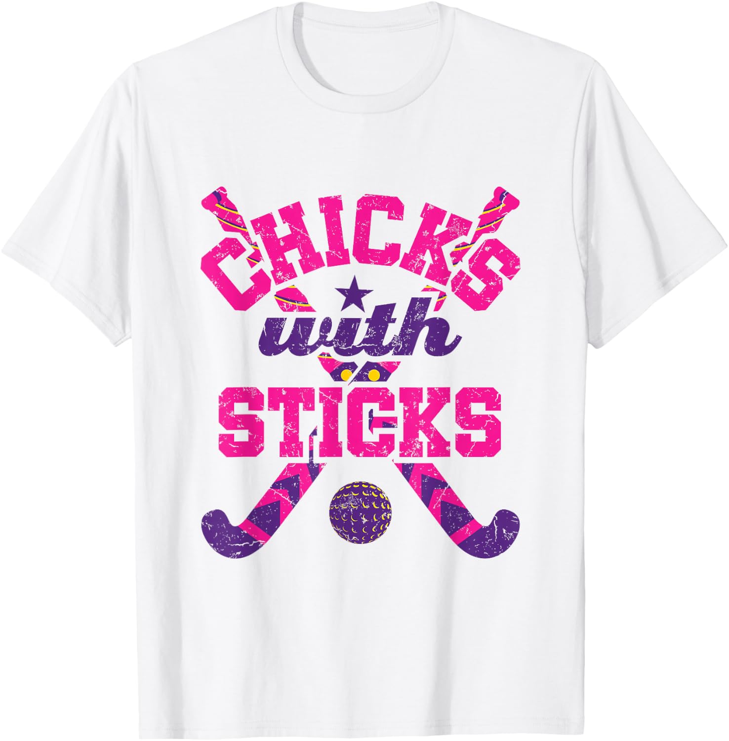 Chicks with Sticks Field Hockey T-Shirt - T-Shirt | White