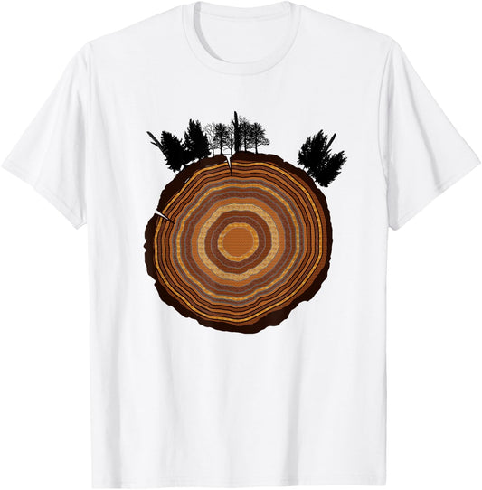 Tree Slice Woods Thicket Tree Rings T-Shirt - T-Shirt | White