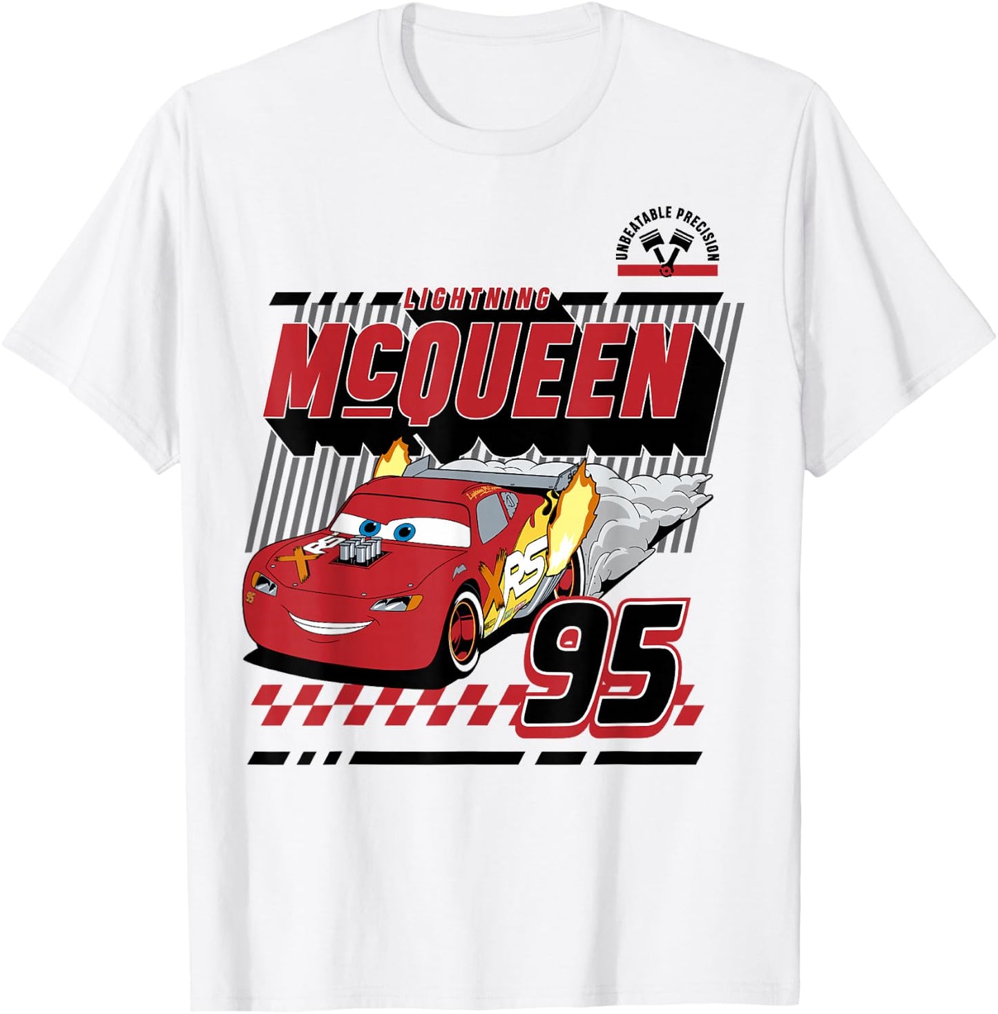 Disney Pixar Cars Lightning McQueen Retro 95 Poster T-Shirt - T-Shirt | White