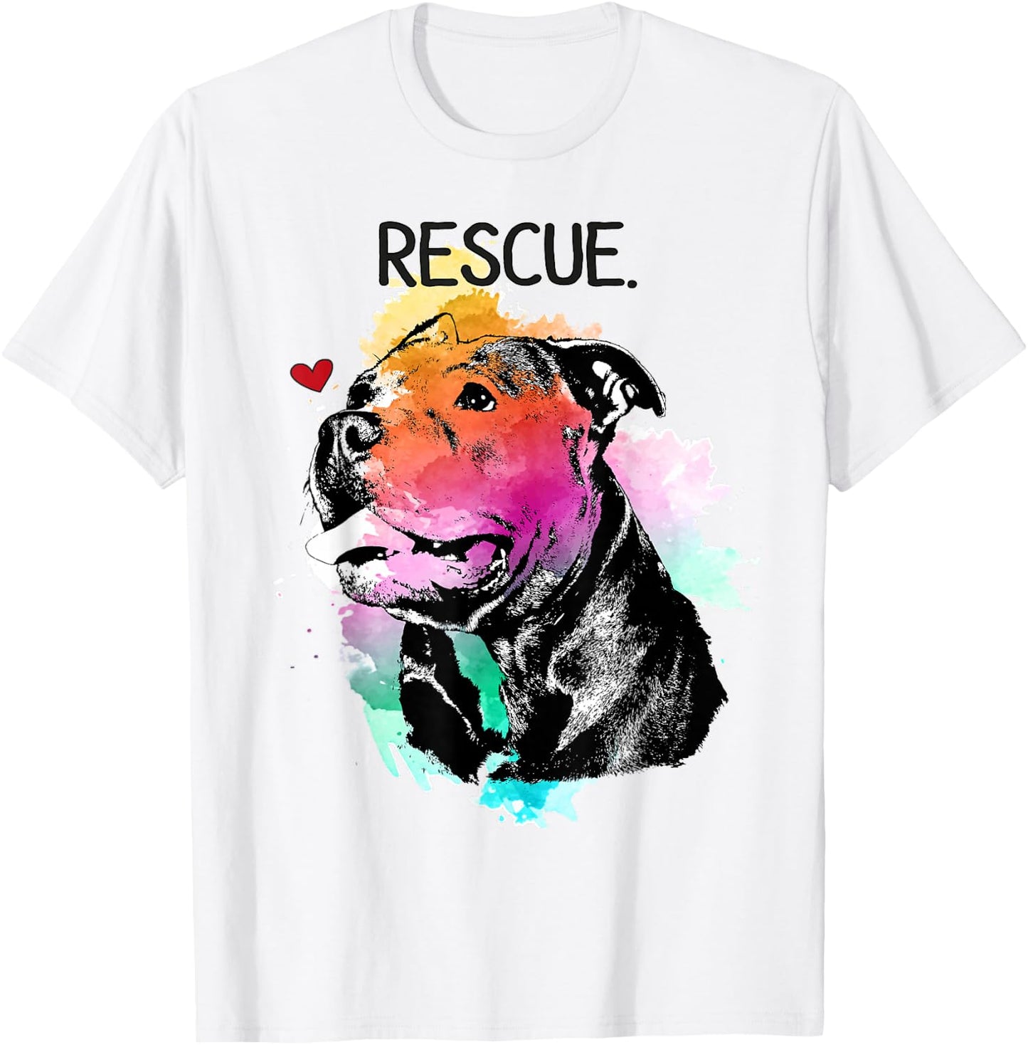 Pitbull Rescue Dog Adopt Don't Shop Watercolor Pittie Mom T-Shirt - T-Shirt | White