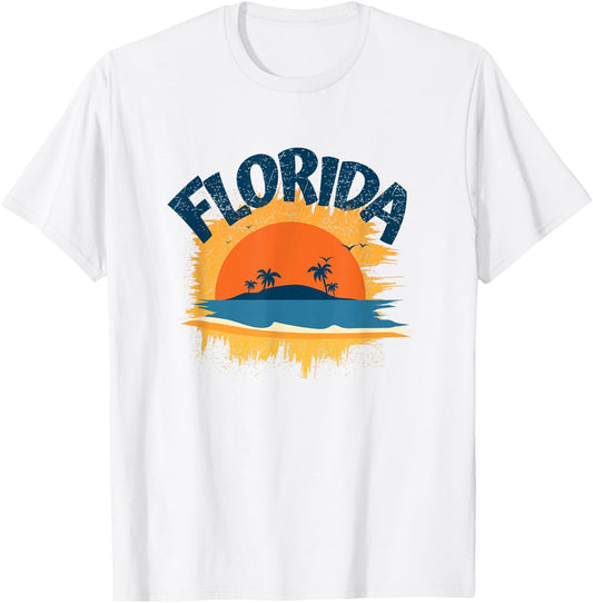Vintage Florida Retro Design Sunshine Men Women Kids T-Shirt - T-Shirt | White