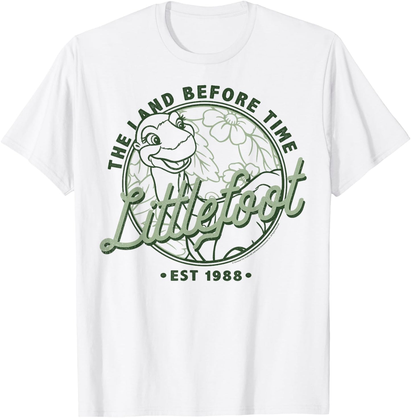 Land Before Time Littlefoot Floral Logo T-Shirt - T-Shirt | White