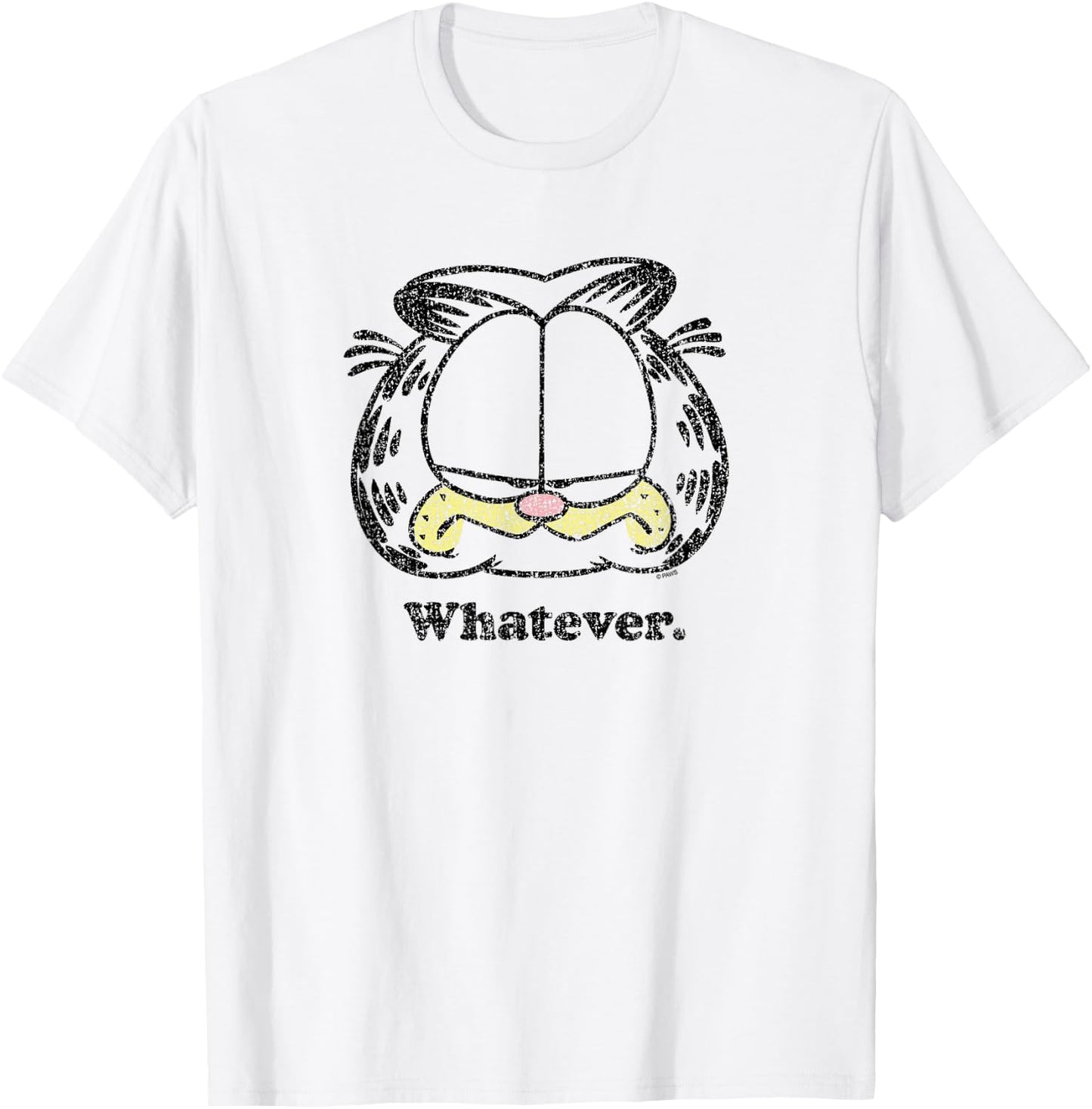 Garfield -Adults & Kids , Orange, Small, Short Sleeve, Cartoon, T Back, Casual, Cotton Blend, Polyester T-Shirt - T-Shirt | White