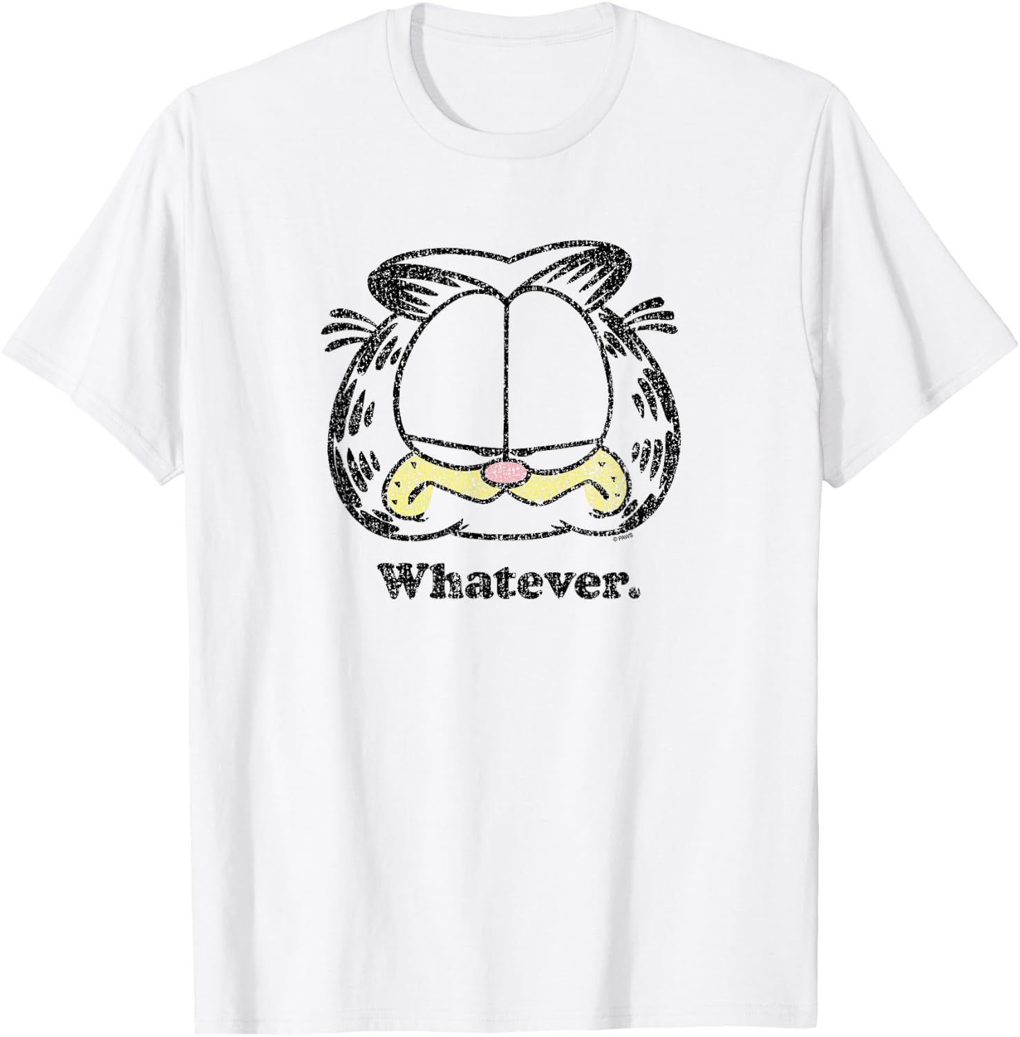 Garfield -Adults & Kids , Orange, Small, Short Sleeve, Cartoon, T Back, Casual, Cotton Blend, Polyester T-Shirt - T-Shirt | White