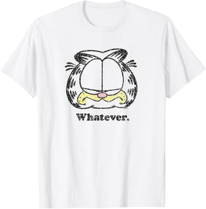 Garfield -Adults & Kids , Orange, Small, Short Sleeve, Cartoon, T Back, Casual, Cotton Blend, Polyester T-Shirt - T-Shirt | White