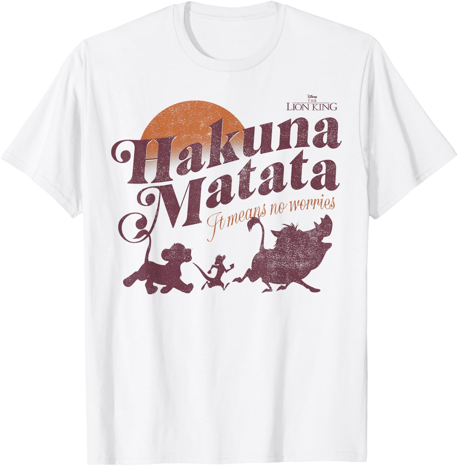 Disney The Lion King Hakuna Matata Sunset Silhouette T-Shirt - T-Shirt | White