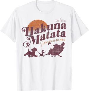 Disney The Lion King Hakuna Matata Sunset Silhouette T-Shirt - T-Shirt | White