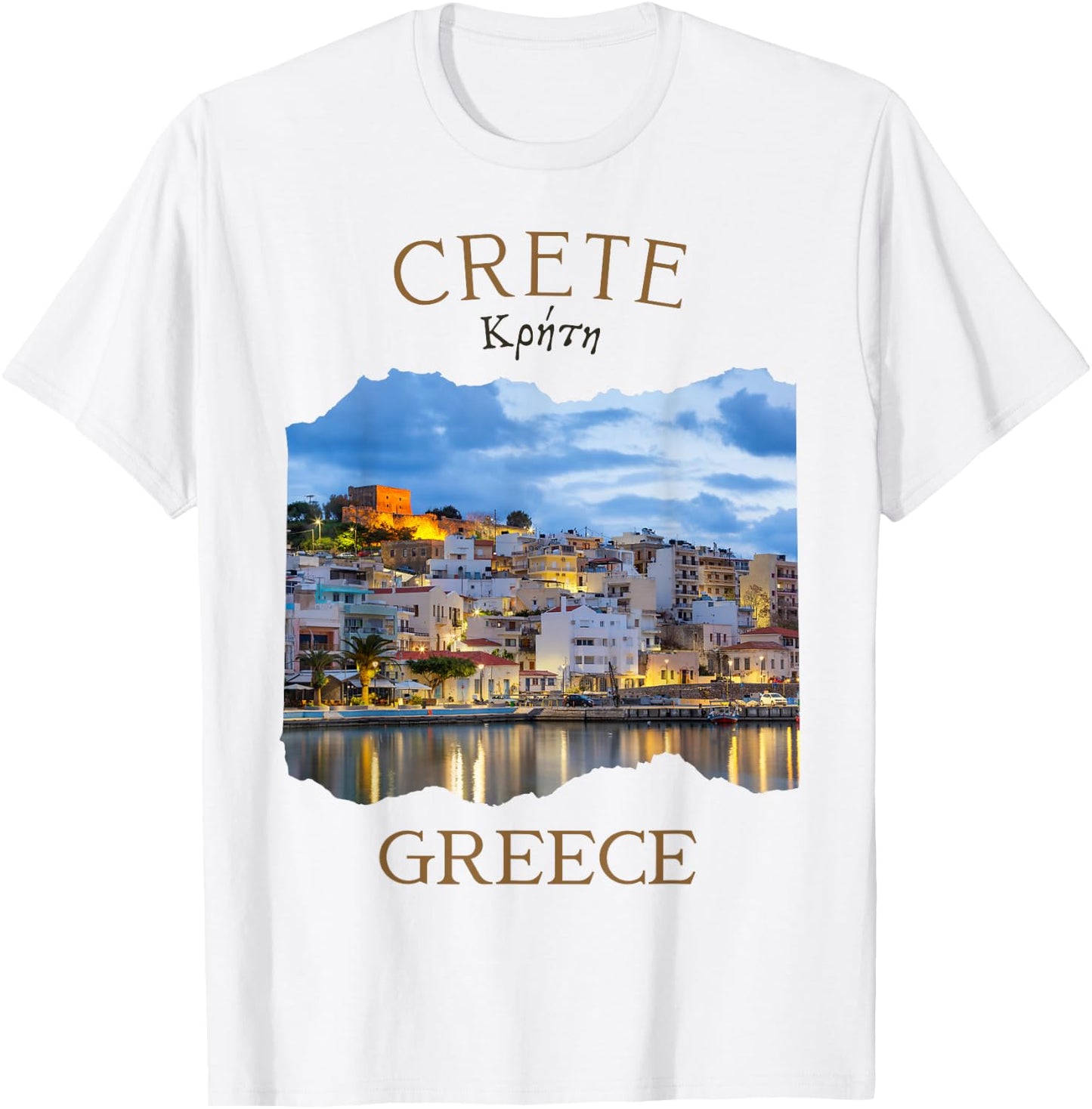 Greek Island Crete Greece featuring Rethimno Town Harbour T-Shirt - T-Shirt | White