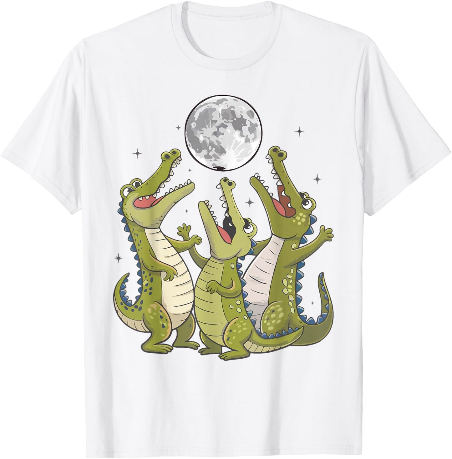 Funny Alligator Howling At Moon Toddler Men Women Vintage T-Shirt - T-Shirt | White