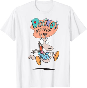 Rocko Modern Life Rocko Jumping Graphic T- Shirts T-Shirt - T-Shirt | White