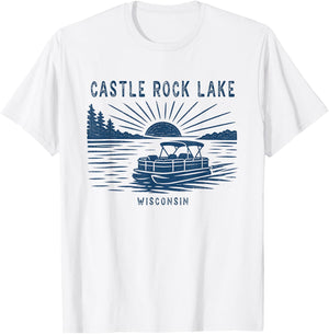 Vintage Castle Rock Lake Wisconsin Outdoors Vacation T-Shirt - T-Shirt | White