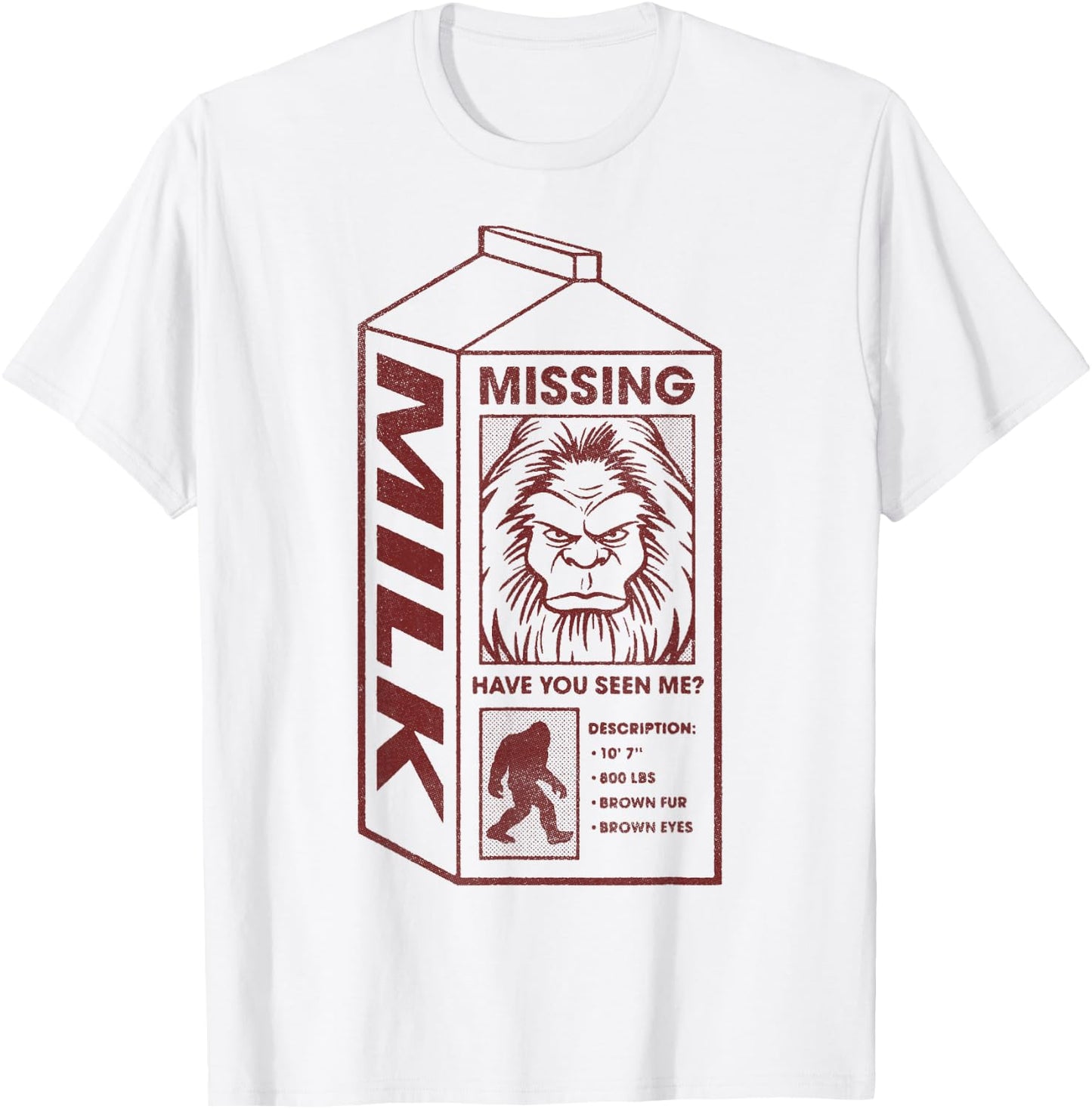 Milk Carton Missing Bigfoot T-Shirt - T-Shirt | White