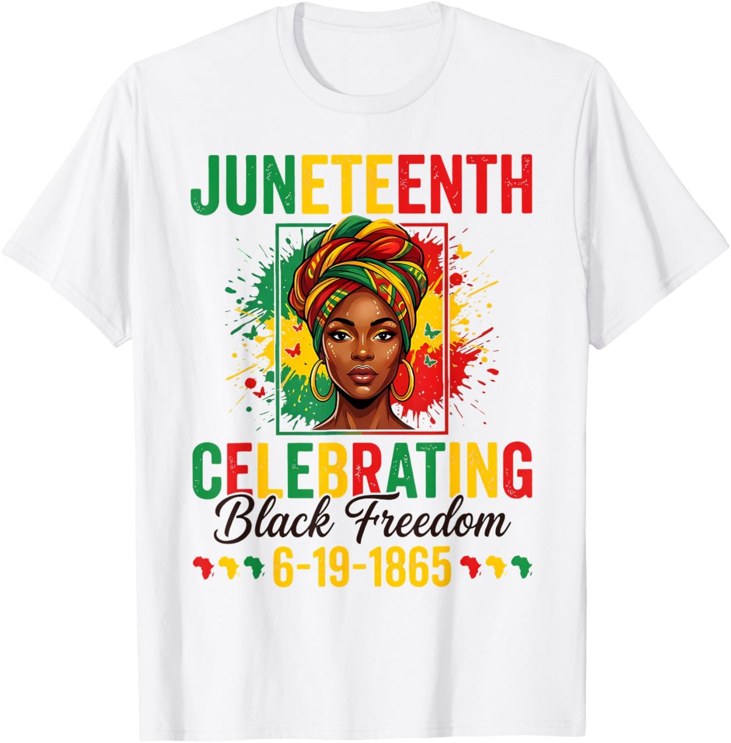 Juneteenth Celebrating 19 1865 Black Women Afro Celebration T-Shirt - T-Shirt | White
