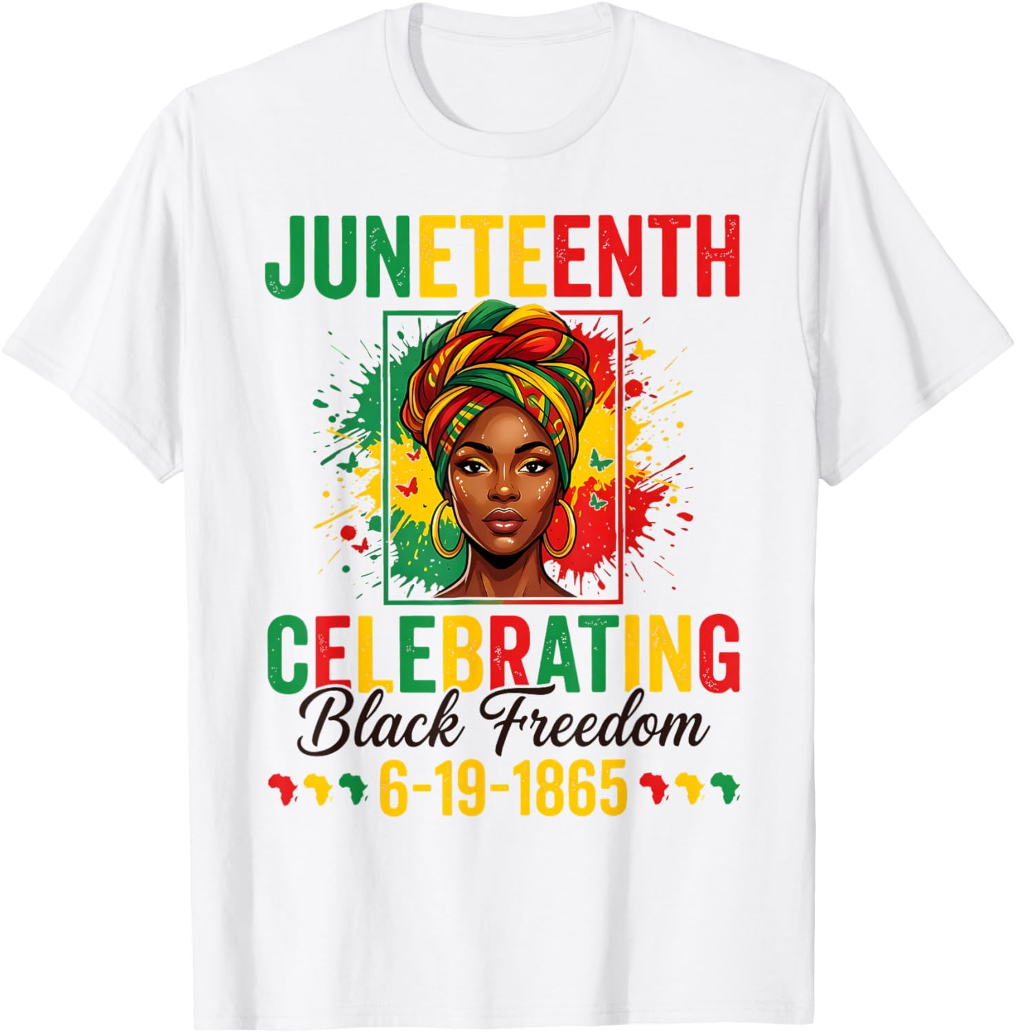 Juneteenth Celebrating 19 1865 Black Women Afro Celebration T-Shirt - T-Shirt | White