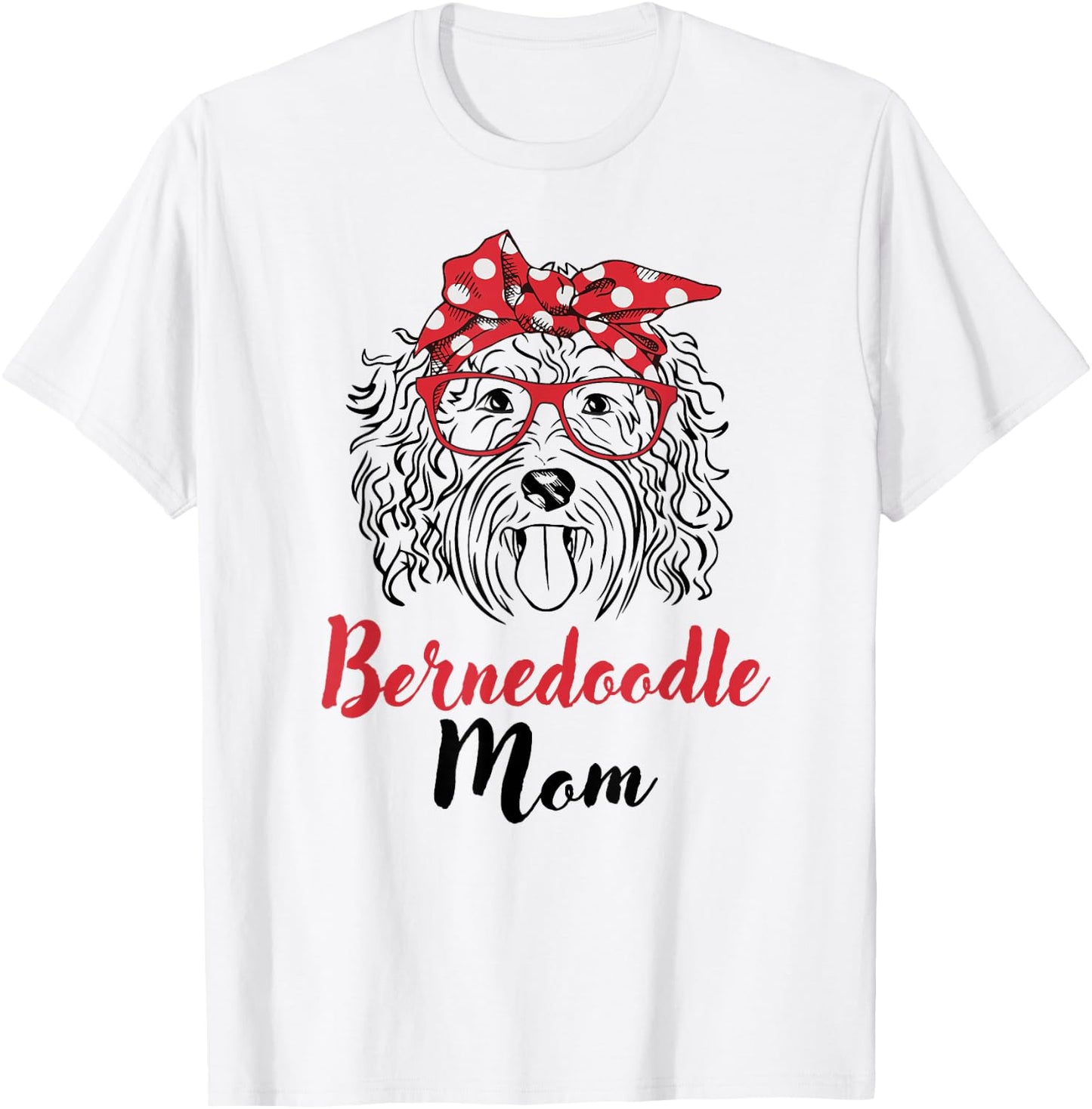 Cute Girls Red Bandana Bernedoodle Mom Dog Lover T-Shirt - T-Shirt | White