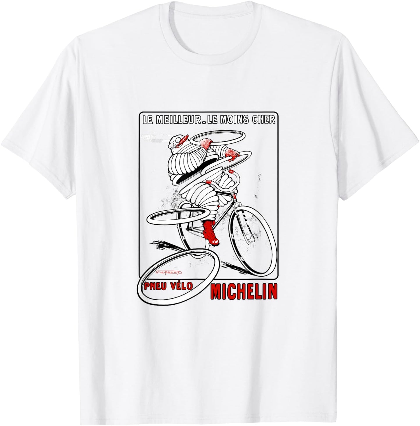 Vintage French Cycling Tire Ad | Bicycle Cyclist Art Shirt T-Shirt - T-Shirt | White