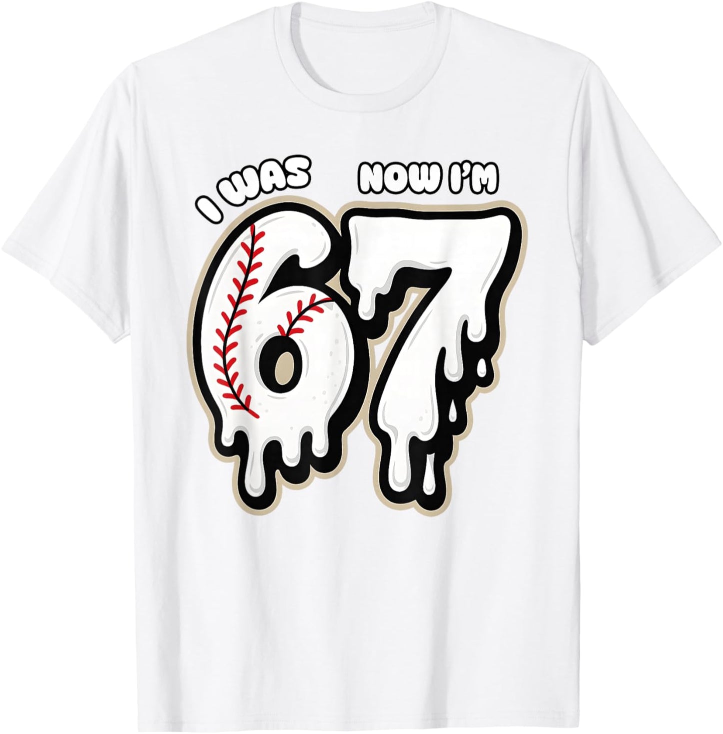 I was 6 Now I'm 7 Birthday Baseball Drip Boys Kids 67 Sport T-Shirt - T-Shirt | White
