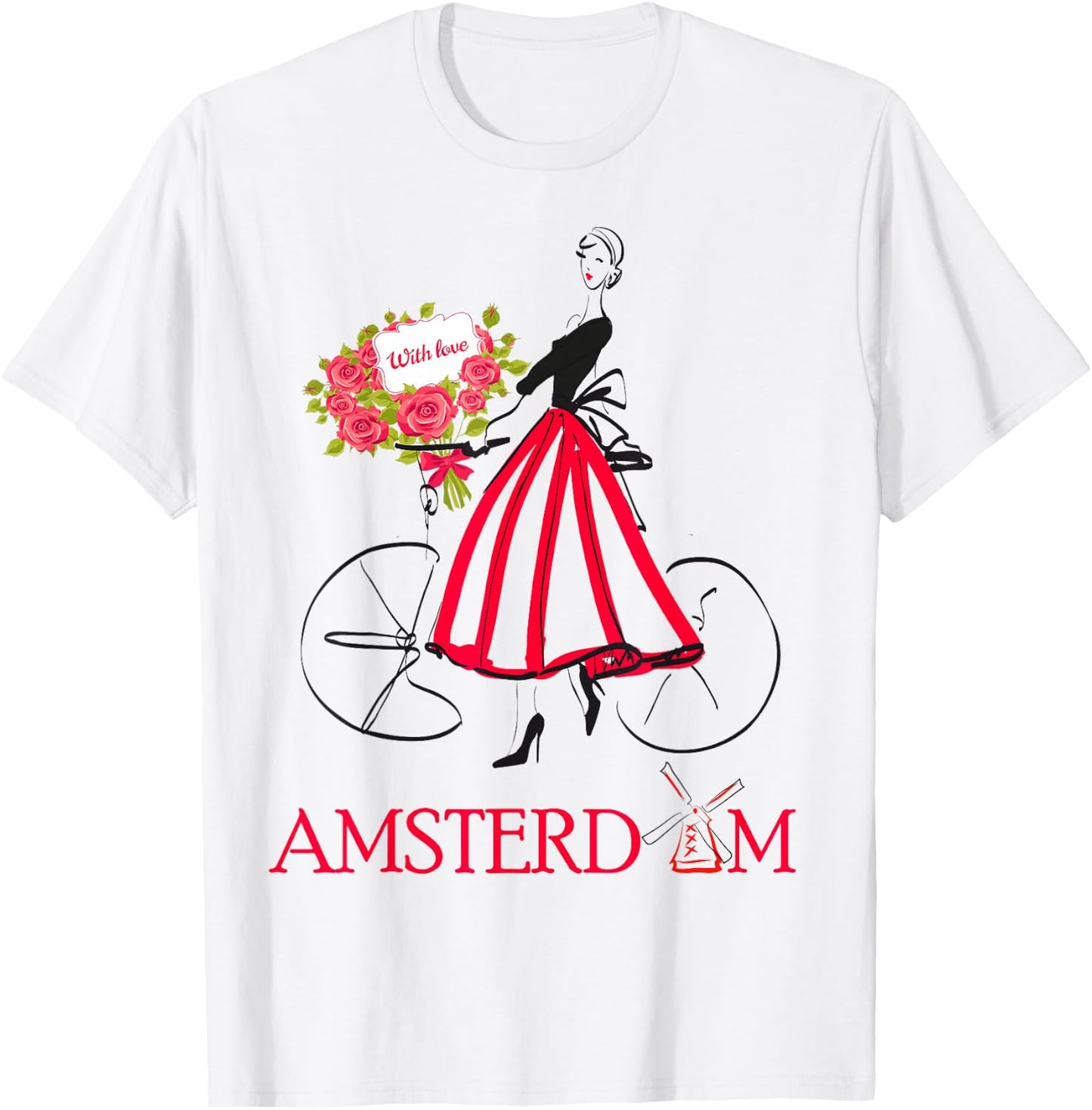 Amsterdam Woman - Amsterdam Bicycle - 5 colors T-Shirt - T-Shirt | White