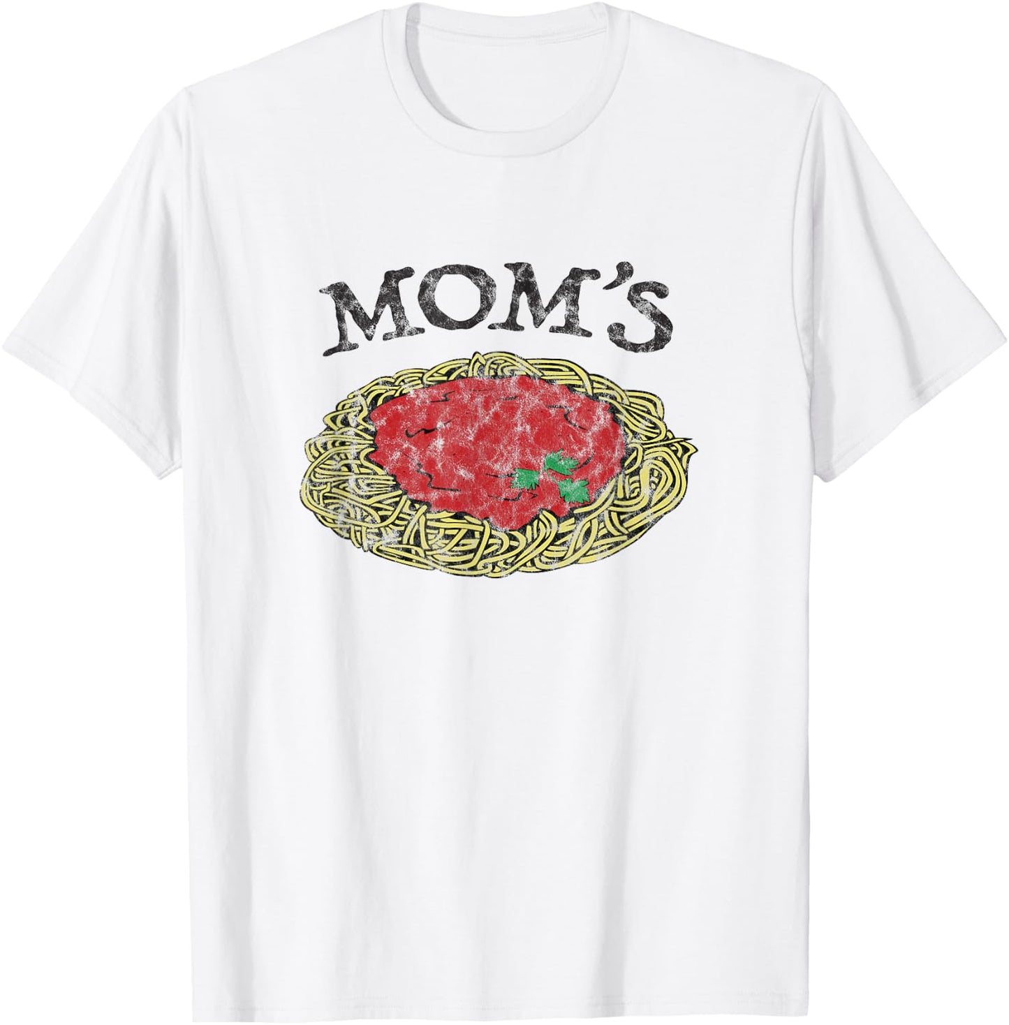 Mom's Spaghetti Funny Italian Graphic Print T-Shirt - T-Shirt | White