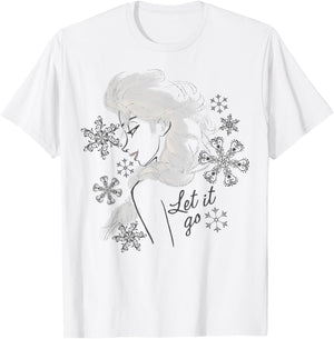 Disney Frozen Elsa Let It Go Profile Sketch T-Shirt - T-Shirt | White