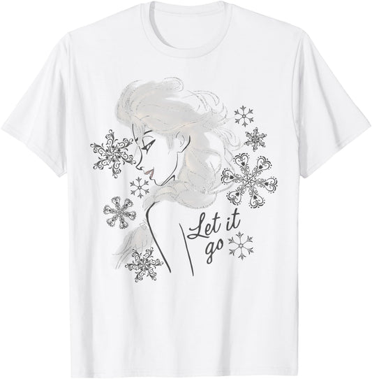 Disney Frozen Elsa Let It Go Profile Sketch T-Shirt - T-Shirt | White